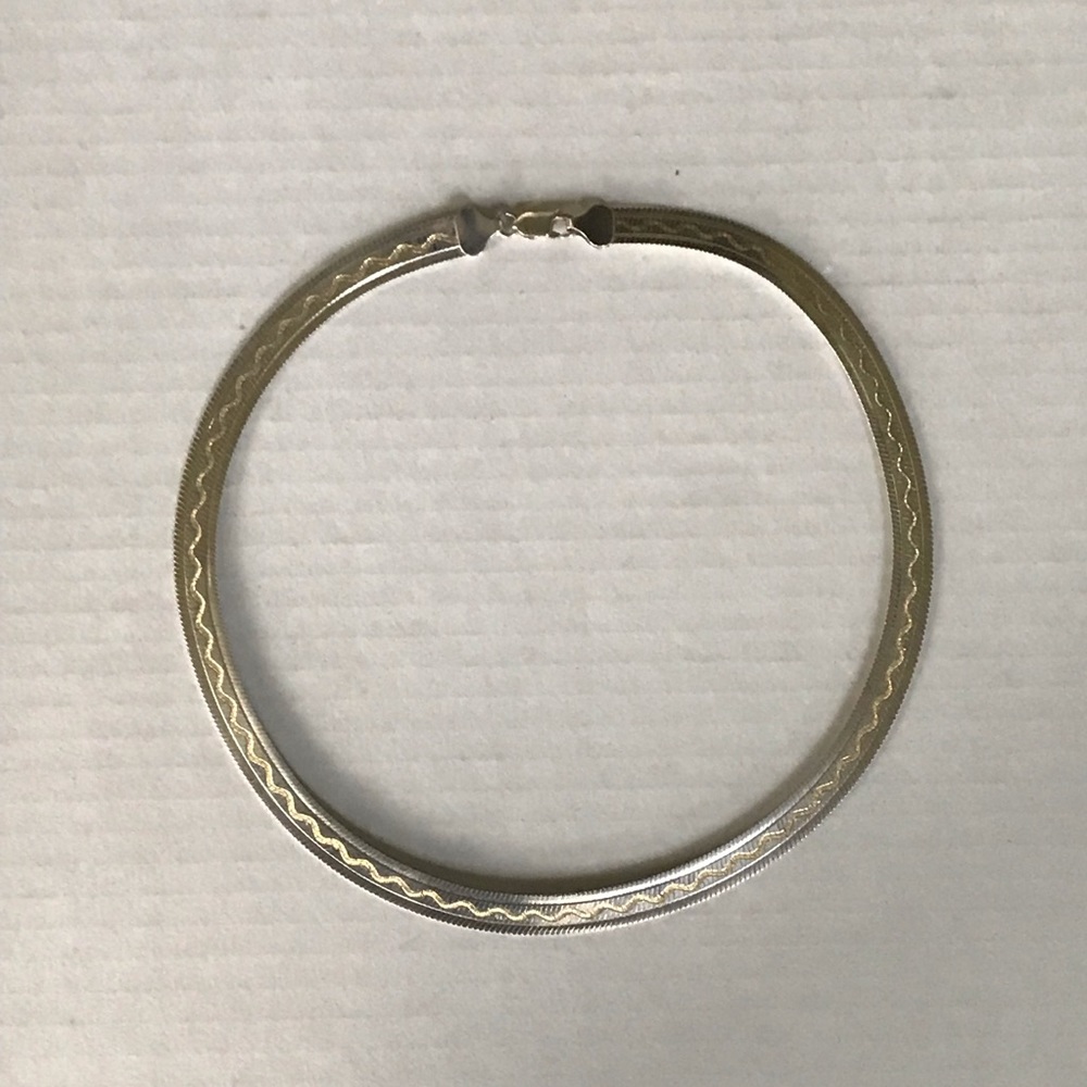 14K & Sterling Silver Herringbone Necklace - Picture 4 of 9